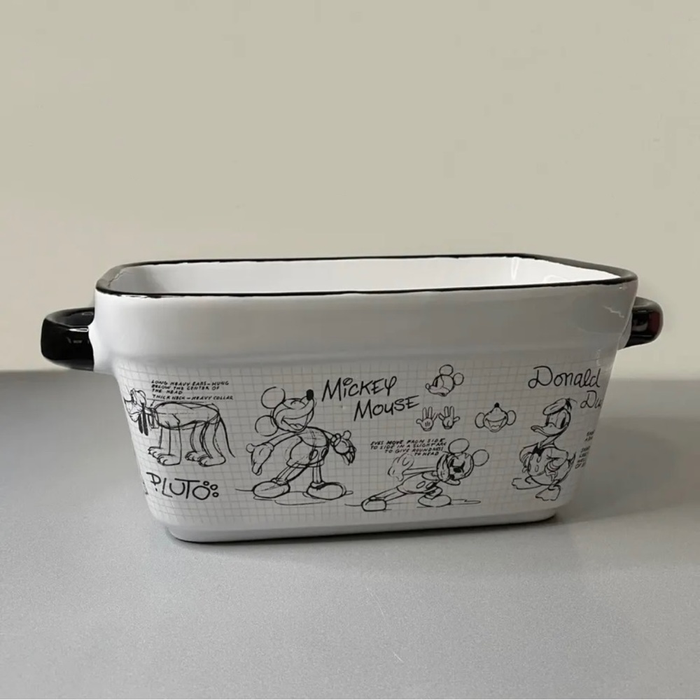 Disney Sketchbook Mickey Mouse Character Autograph Ceramic Loaf Pan